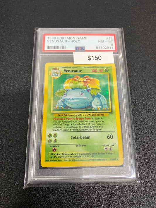 Pokémon Venusaur Base Set Holo 15/102 PSA 8