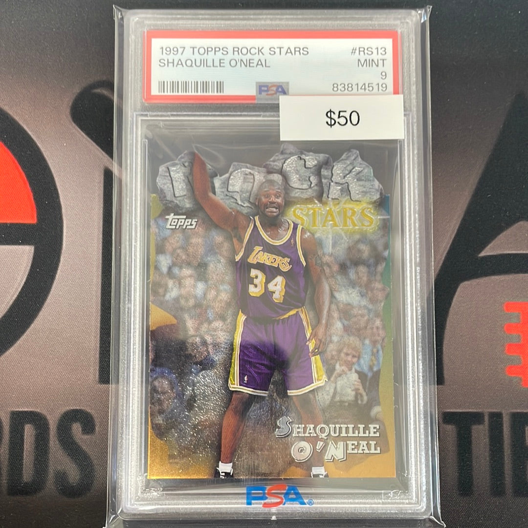 1997 NBA Shaquille O’Neal Topps Rock Stars PSA 9