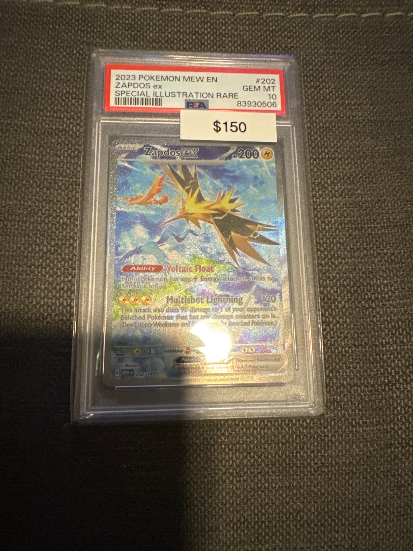 Pokemon Zapdos ex 202/165 PSA 10