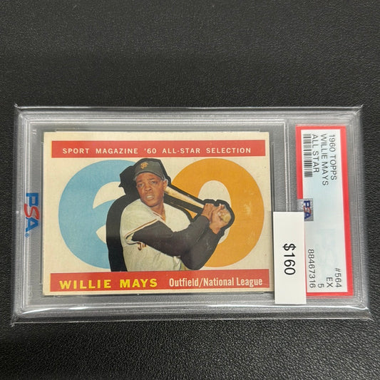 1960 MLB Topps Willie Mays All Star PSA 5