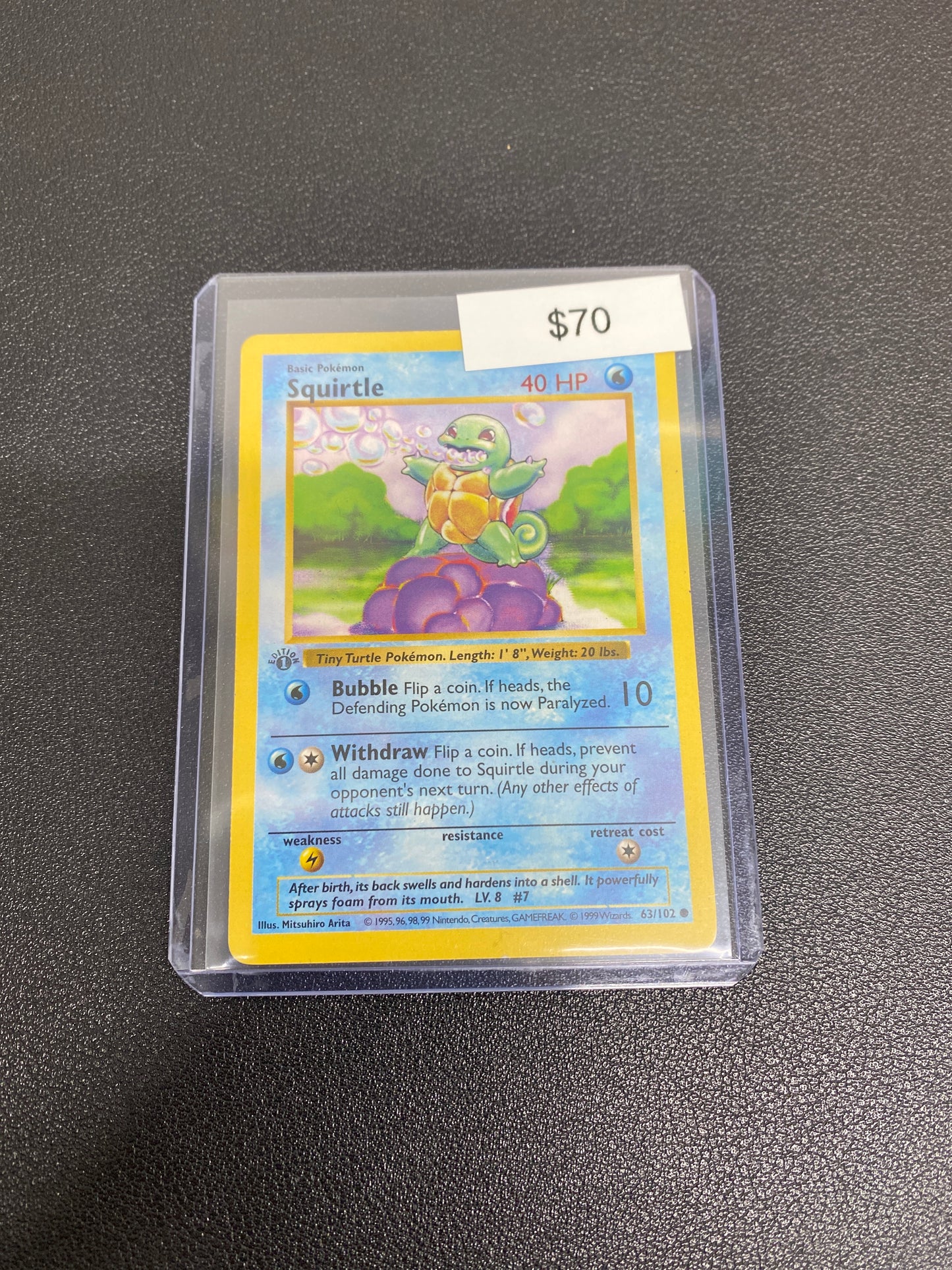 Pokémon Squirtle Base Set 1st Edition Shadowless 63/102