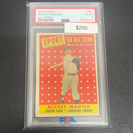 1958 MLB Topps Mickey Mantle All Star PSA 4