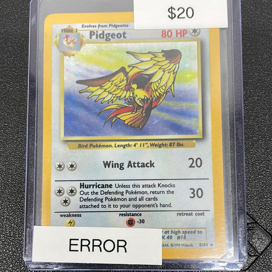 Pokémon Pidgeot Jungle Holo Error