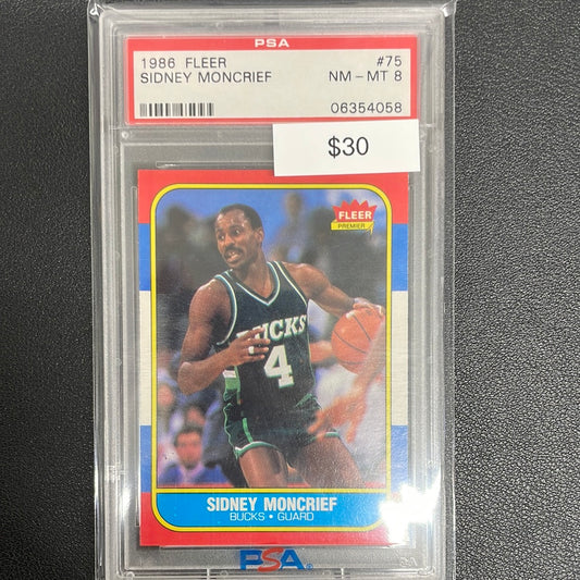 1986 NBA Sidney Moncrief Fleer Premium PSA 8