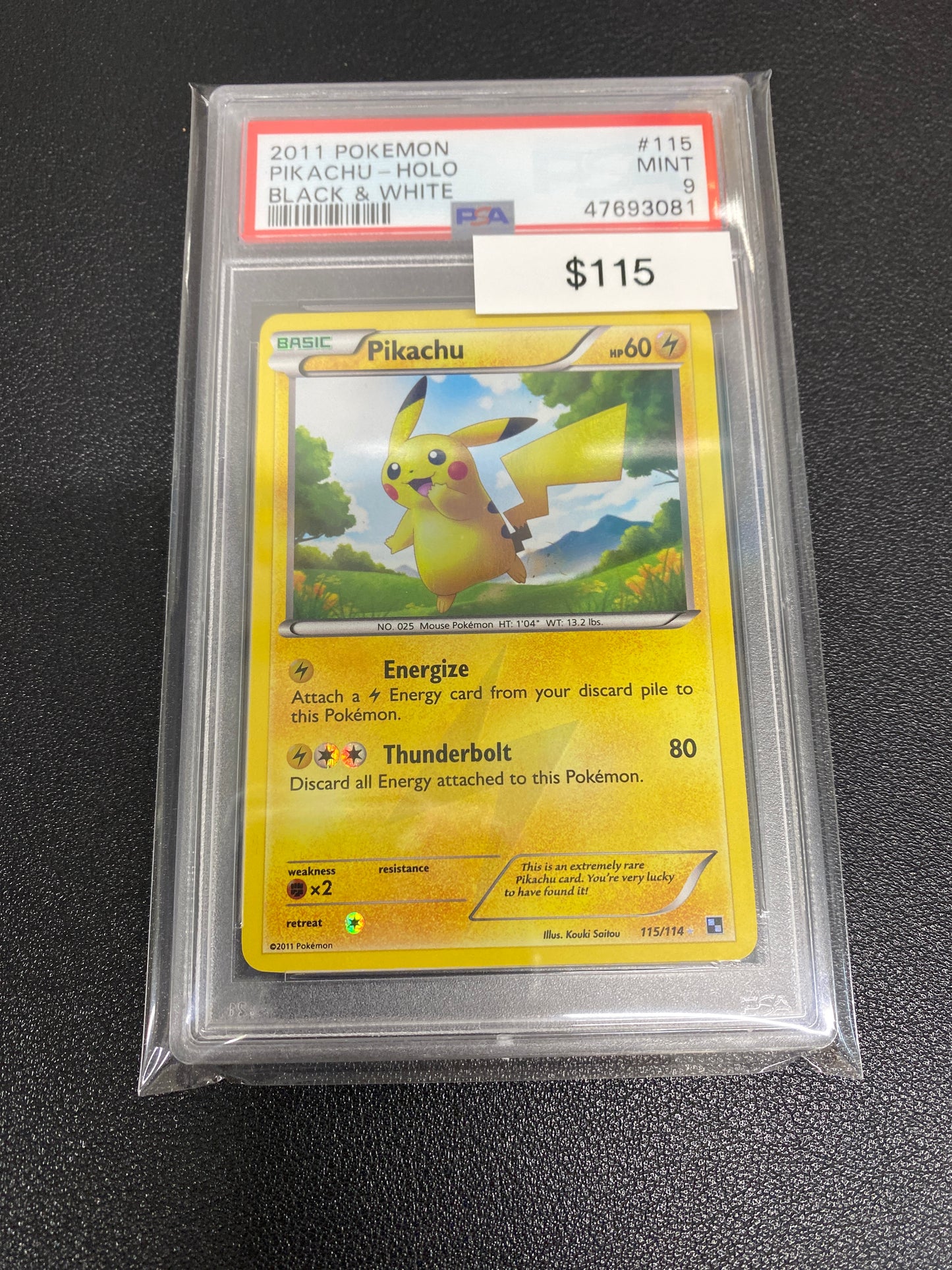 Pokémon Pikachu Black & White Holo 115/114 PSA 9