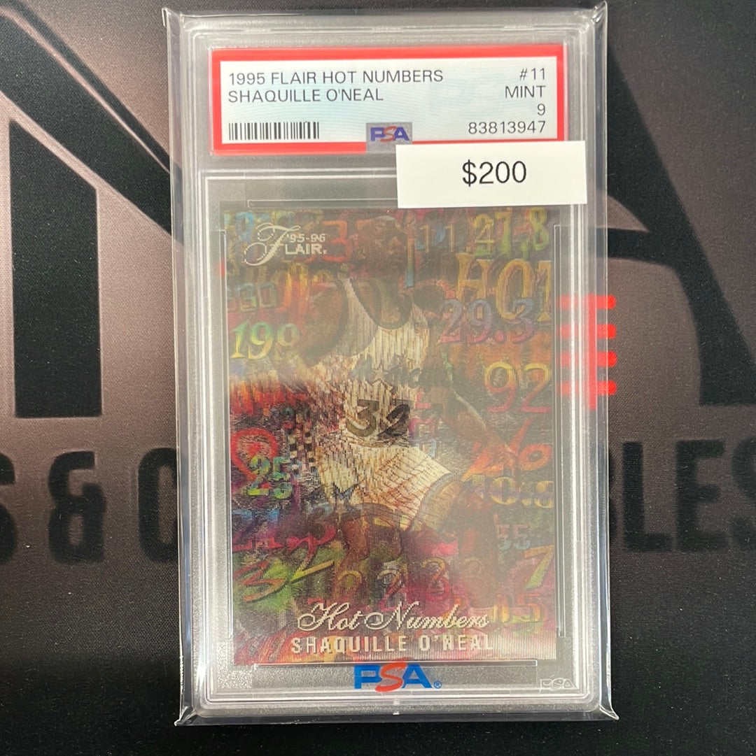 1995 NBA Shaquille O’Neal Flair Hot Numbers PSA 9