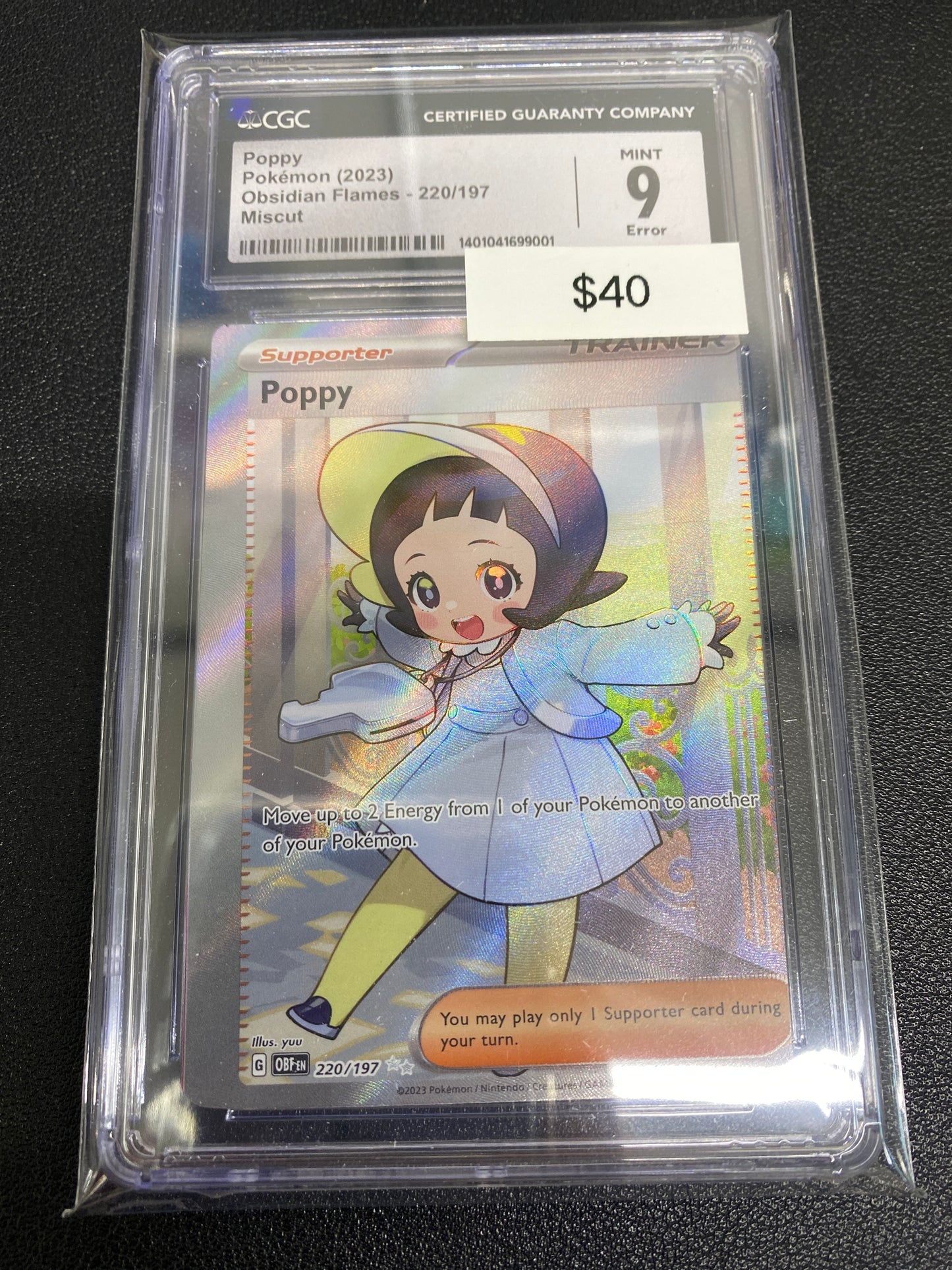 Pokémon Poppy Obsidian Flames Miscut 220/197 CGC 9