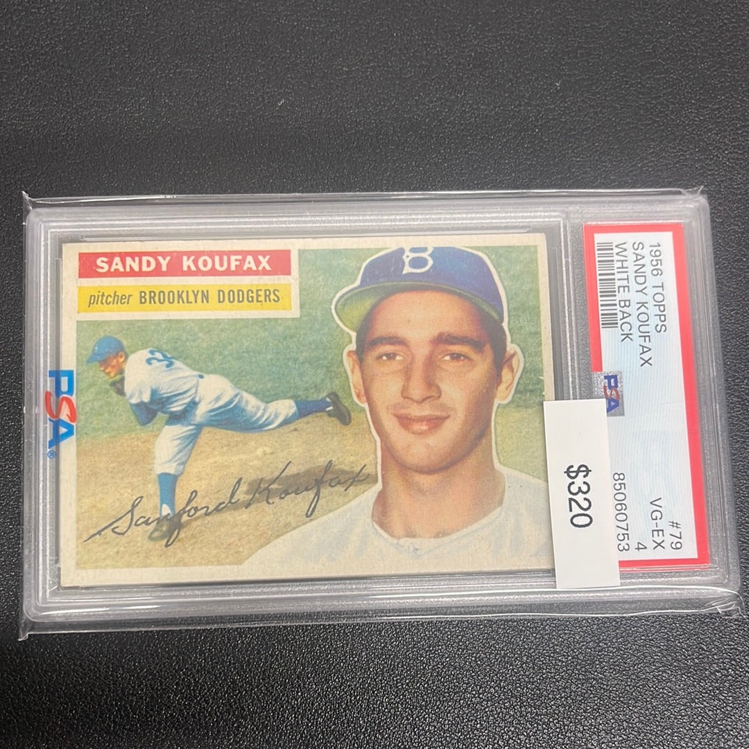 1956 MLB Topps Sandy Koufax White Back PSA 4