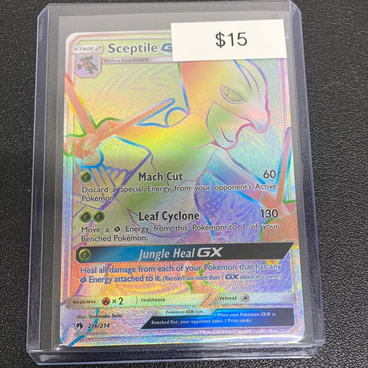 Pokémon Sceptile GX rainbow 216/214 lost thunder