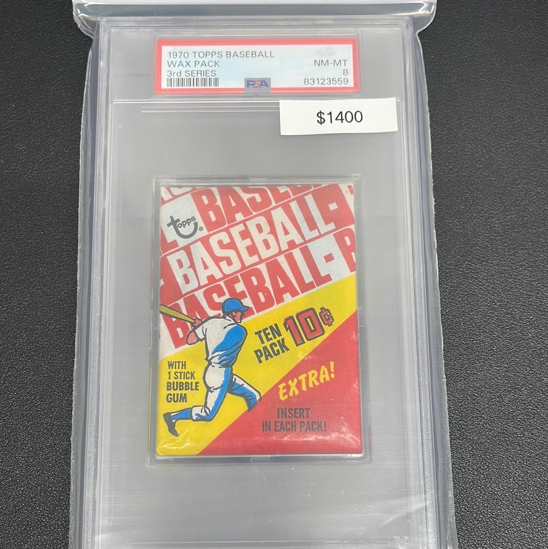 1970 MLB Topps Baseball Wax Pack 3rd Series PSA 8