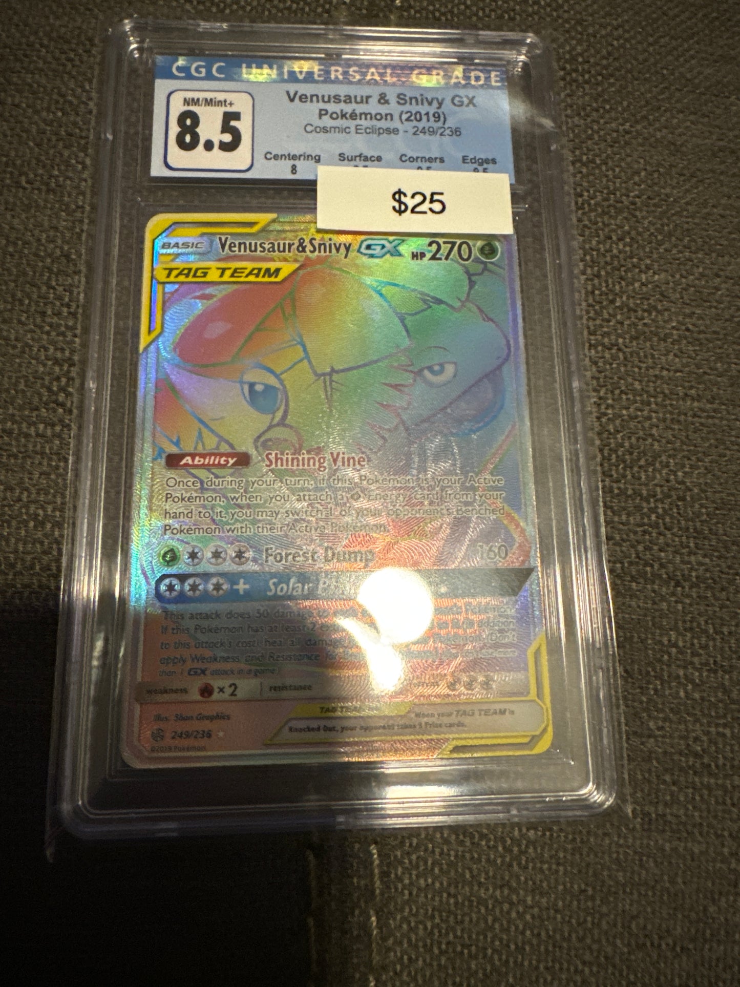 Pokemon Venusaur & Snivy GX CGC 8.5