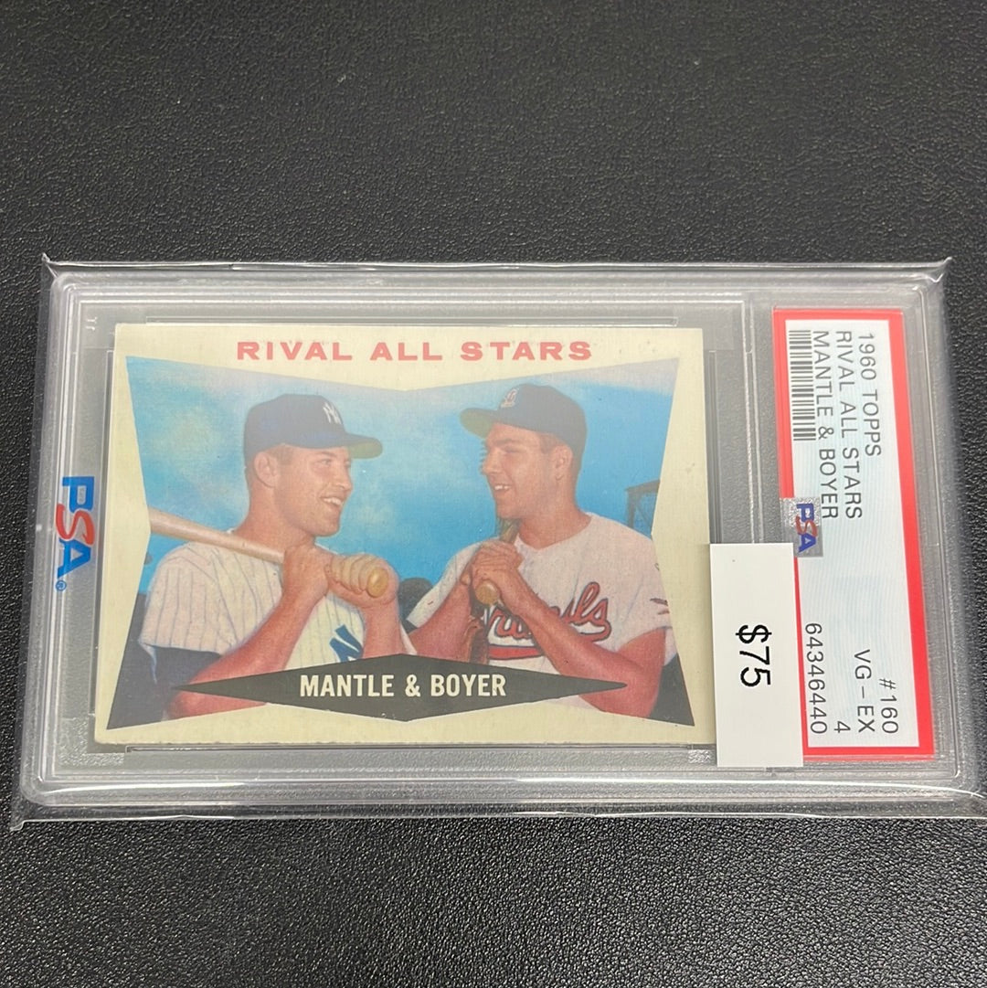 1960 MLB Topps Mantle & Boyer Rival All Stars PSA 4