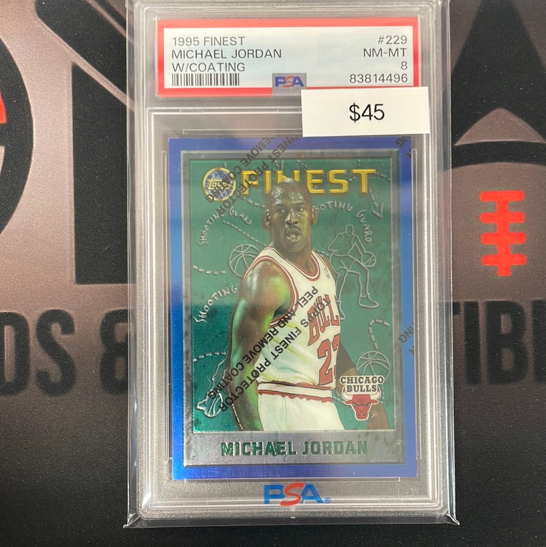 1995 NBA Michael Jordan Topps Finest W/ Coating PSA 8