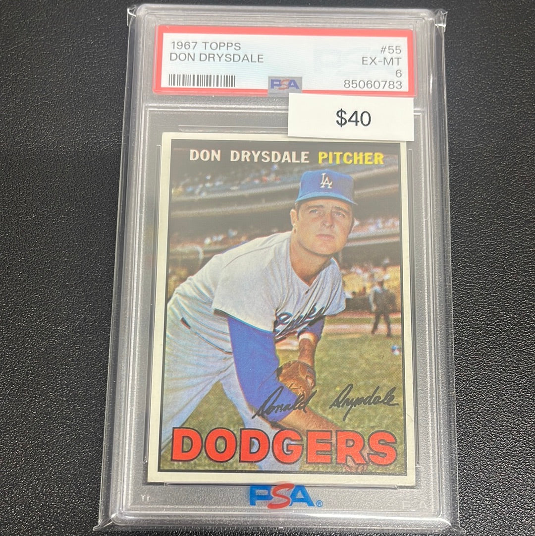 1967 MLB Topps Don Drysdale PSA 6