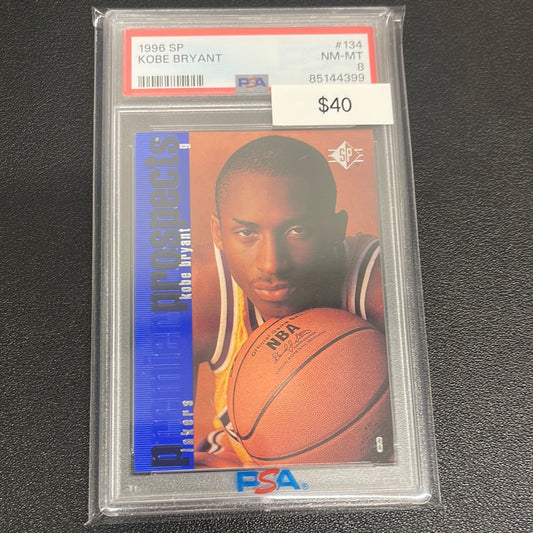 1996 NBA SP Kobe Bryant Premier Prospects Rookie PSA 8