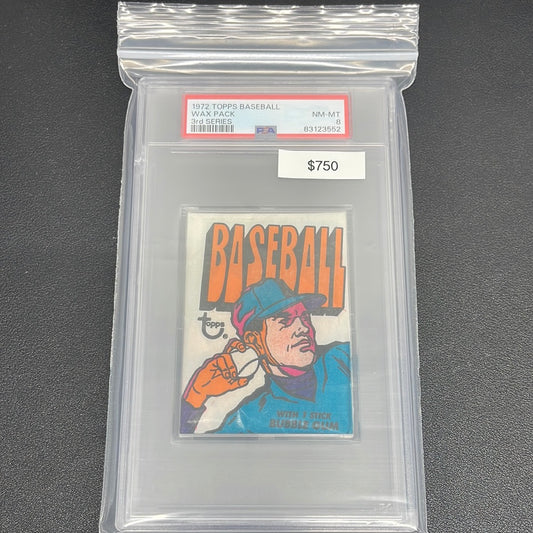 1972 MLB Topps Baseball Wax Pack 3rd Series PSA 8