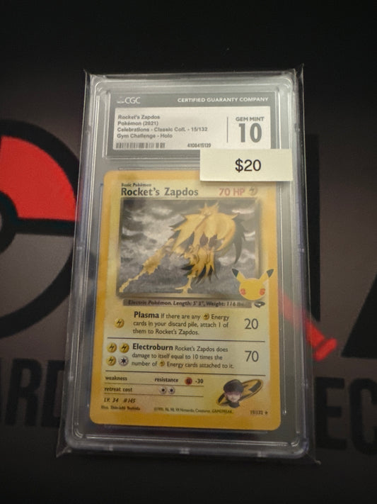 Pokemon Rocket’s Zapdos Celebrations 15/132 CGC 10