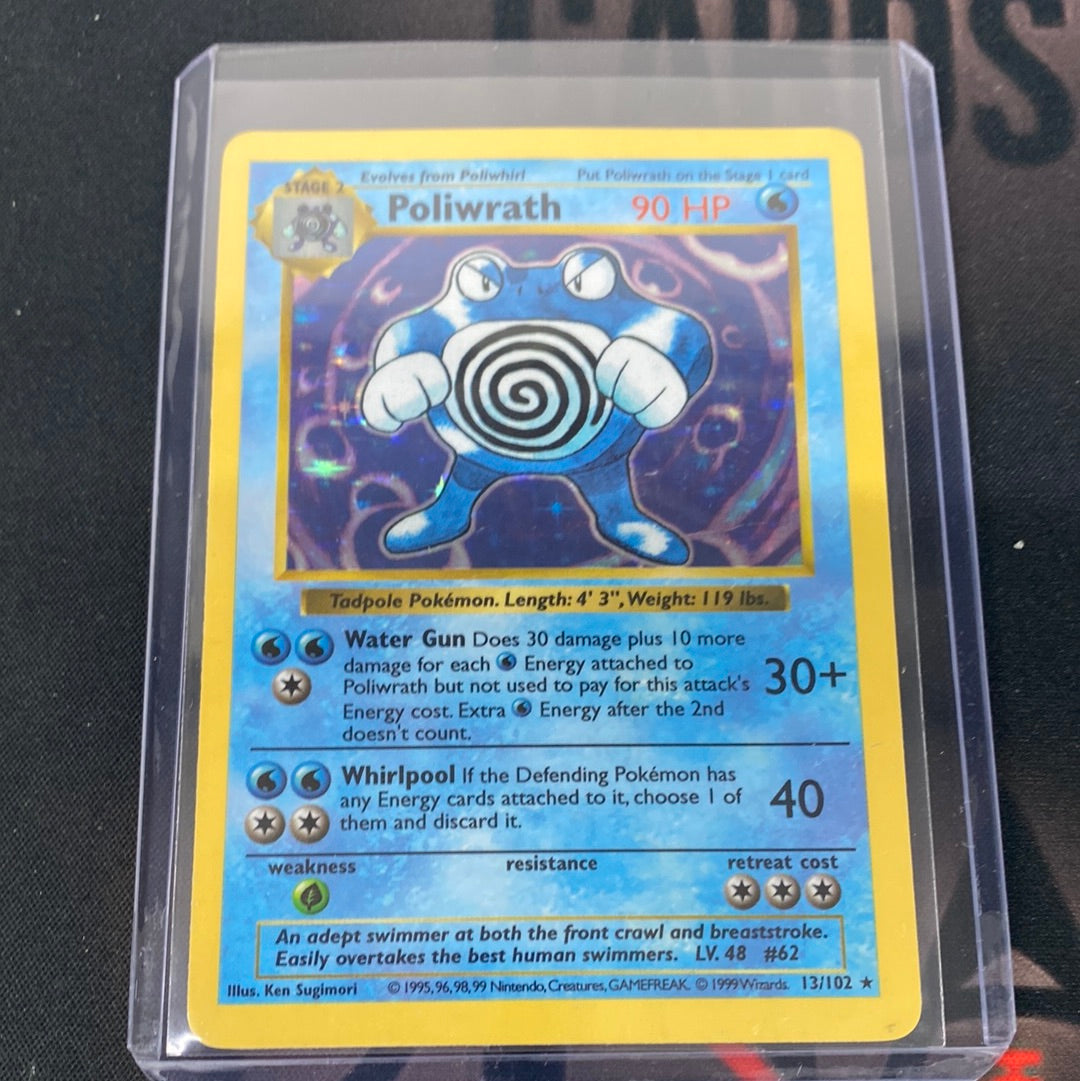 Pokemon Poliwrath Holo Base Set 13/102 shadowless