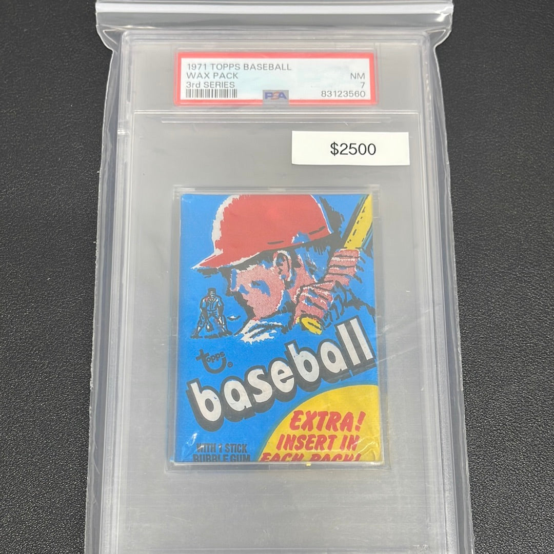 1971 MLB Topps Baseball Wax Pack 3rd Series PSA 7