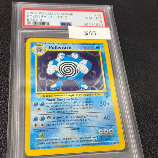 Pokémon Poliwrath holo 15/130 PSA 8