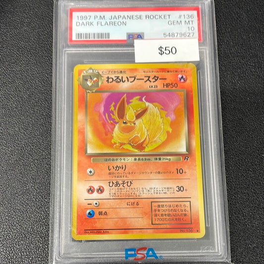 1997 Pokémon Japanese Dark Flareon Rocket PSA 10