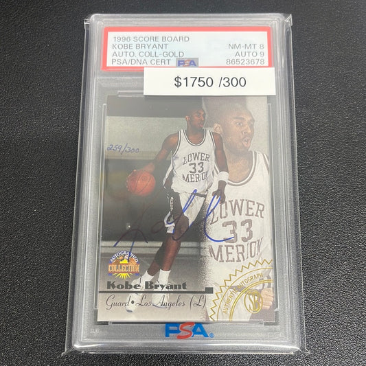 1996 NBA Score Board Kobe Bryant Autographed Collection Gold Auto /300 PSA 8