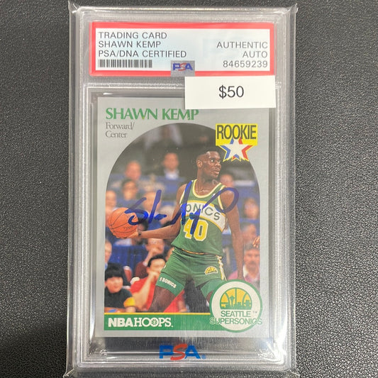 1990 NBA Hoops Shawn Kemp Rookie PSA Authenticated Auto