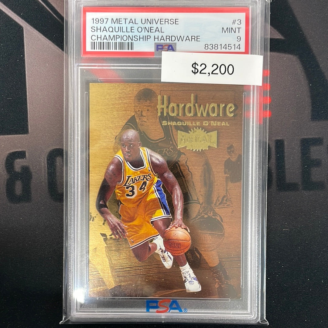 1997 NBA Shaquille O‘Neal Metal Universe Championship Hardware PSA 9