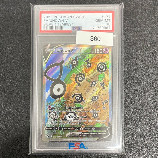 Pokémon Unown V Alternate Full Art (Silver Tempest) 177/195 PSA 10