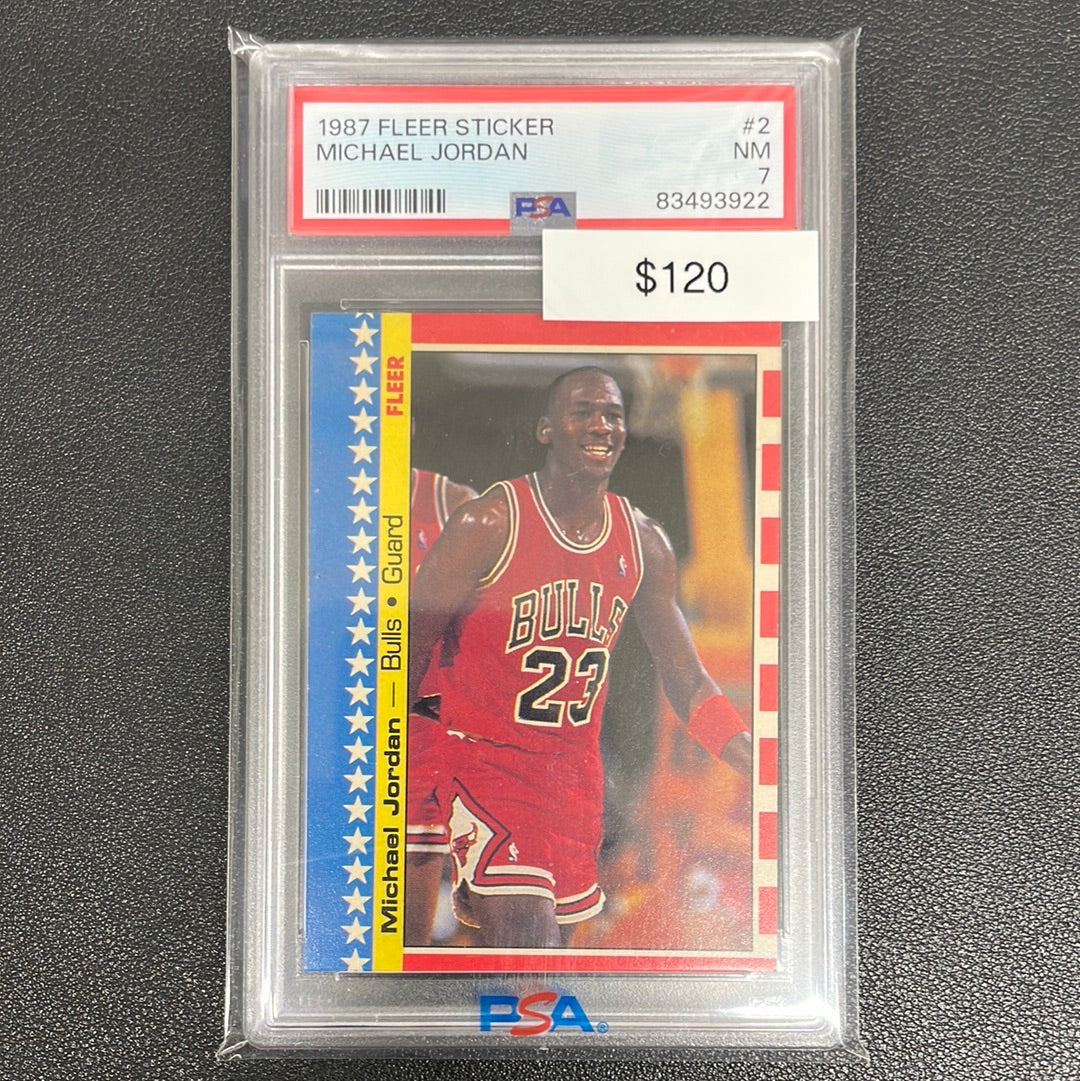 1987 Fleer Sticker Michael Jordan PSA 7