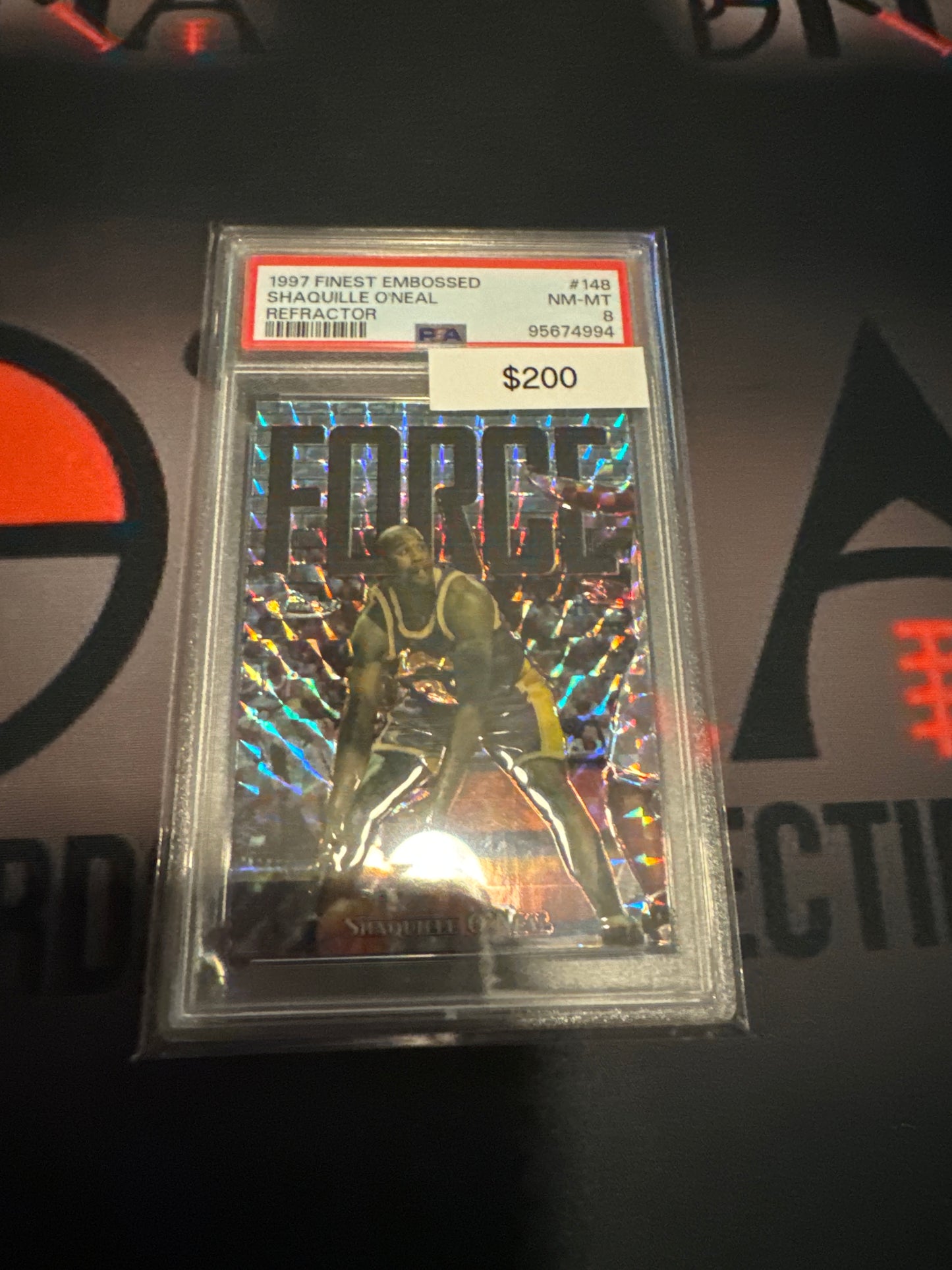 1997 Finest Embossed Shaquille O’Neal refractor /263 PSA 8