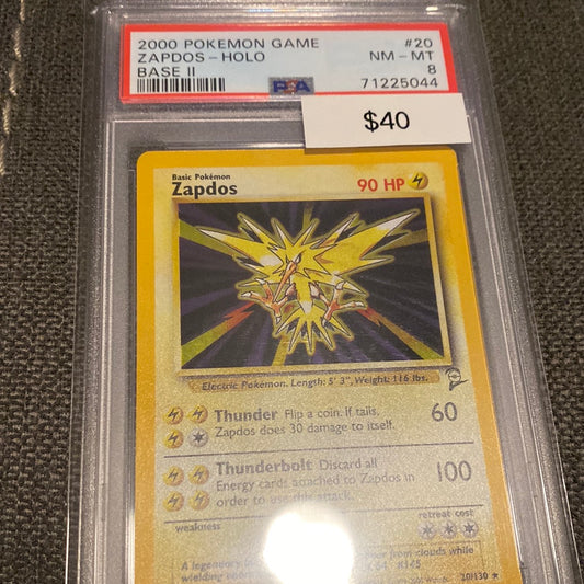 Pokémon Zapdos Holo Base set 2 PSA 8