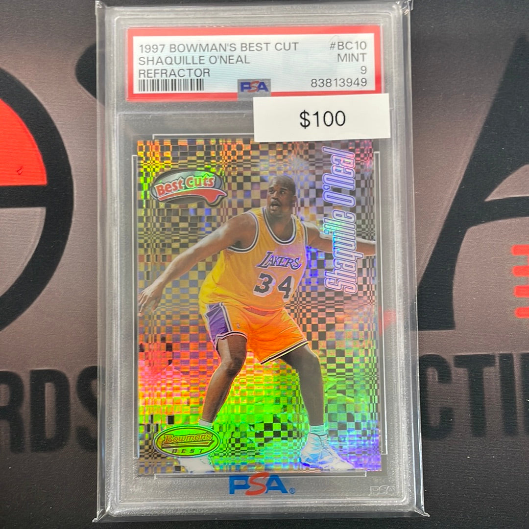 1997 NBA Shaquille O’Neal Bowman’s Best Cuts Refractor PSA 9