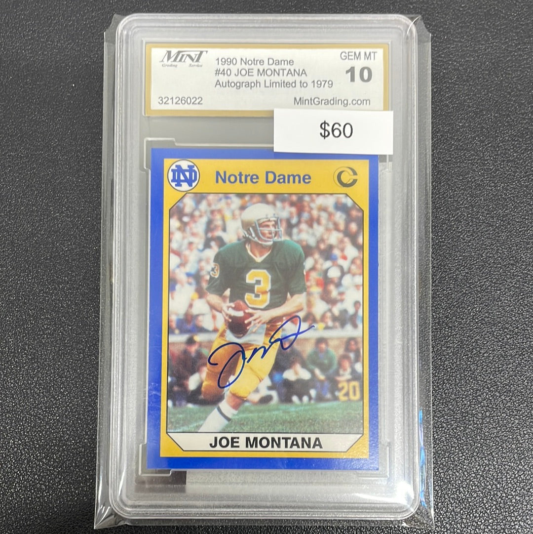 1990 Notre Dame Collegiate Collection Joe Montana Auto /1979