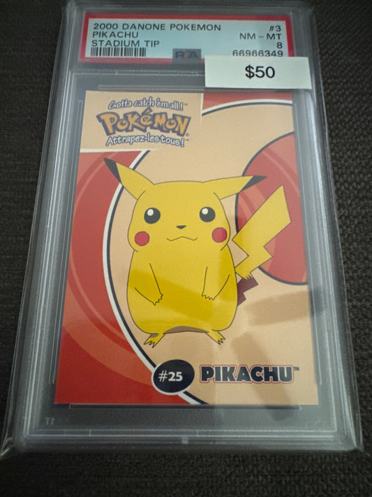 Pokemon Pikachu Danone Stadium Tip #25 PSA 8