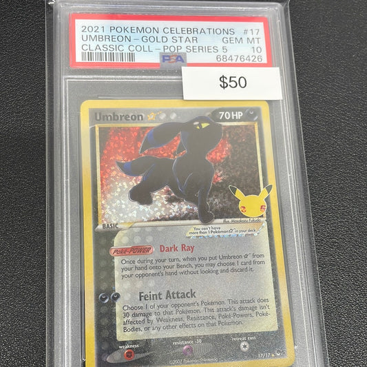 Pokémon Umbreon Gold Star Celebrations PSA 10