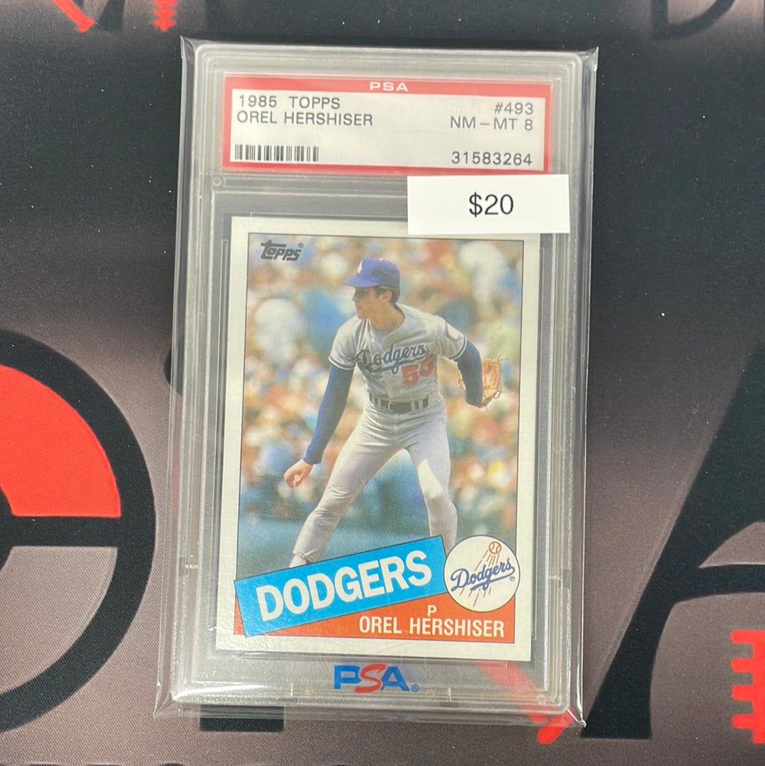 1985 MLB Orel Hershiser Topps PSA 8