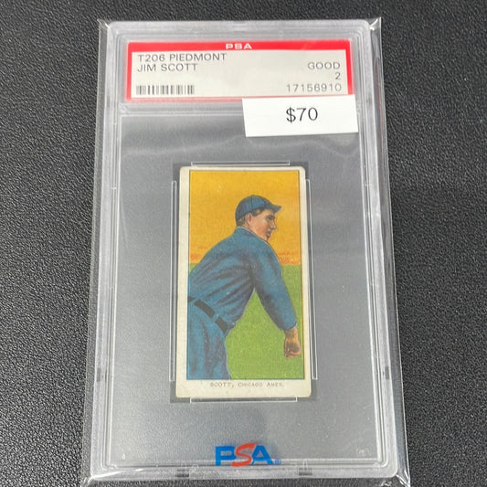 1909-1911 T206 Piedmont Jim Scott PSA 2