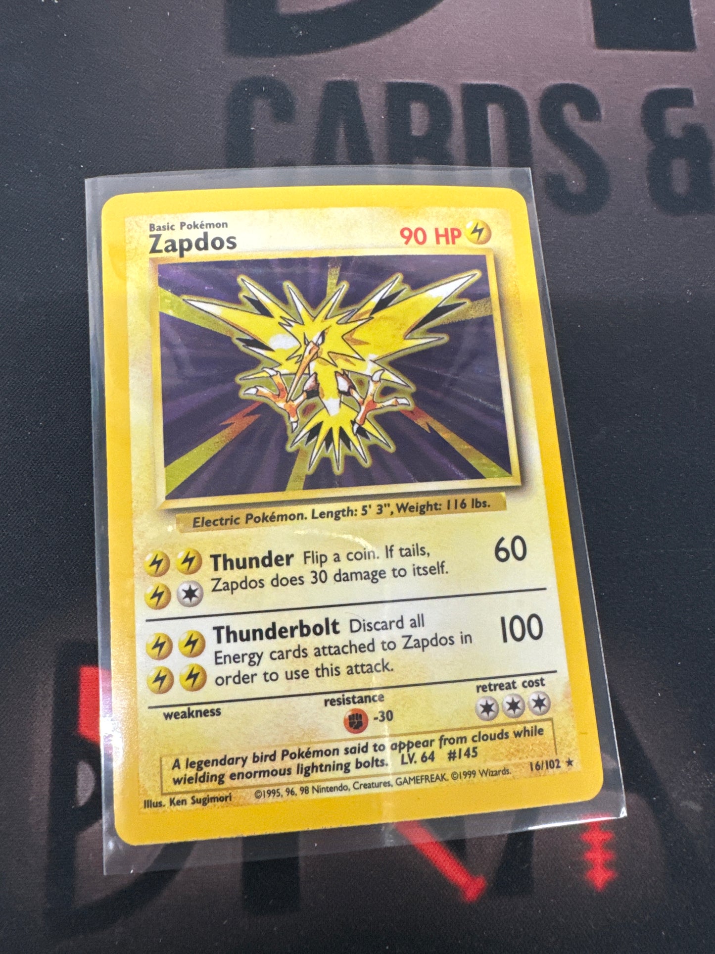 Pokemon Zapdos Base Set Holo 16/102