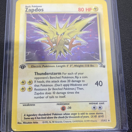 Pokemon Zapdos 15/62 Fossil 1st edition LP ERROR