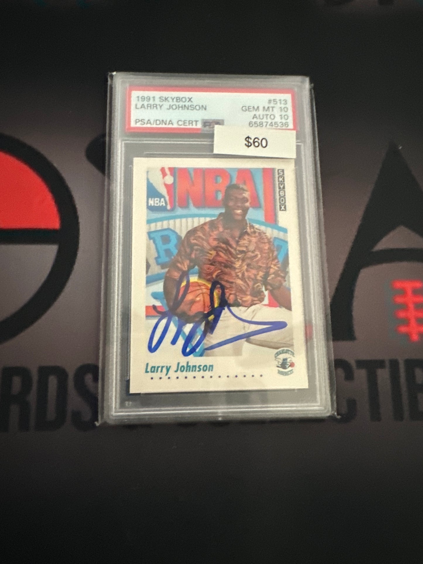 1091 Skybox Larry Johnson on card auto PSA 10