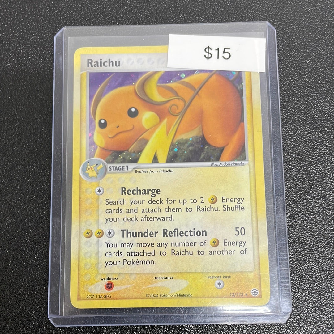 Pokémon Raichu Holo Fire Red and Green Leaf 12/112