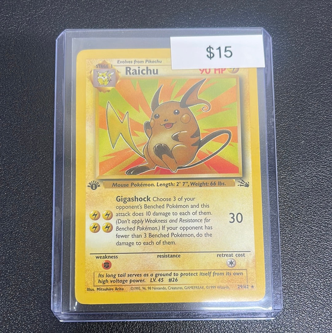 Pokémon Raichu Fossil 1st Edition 29/62