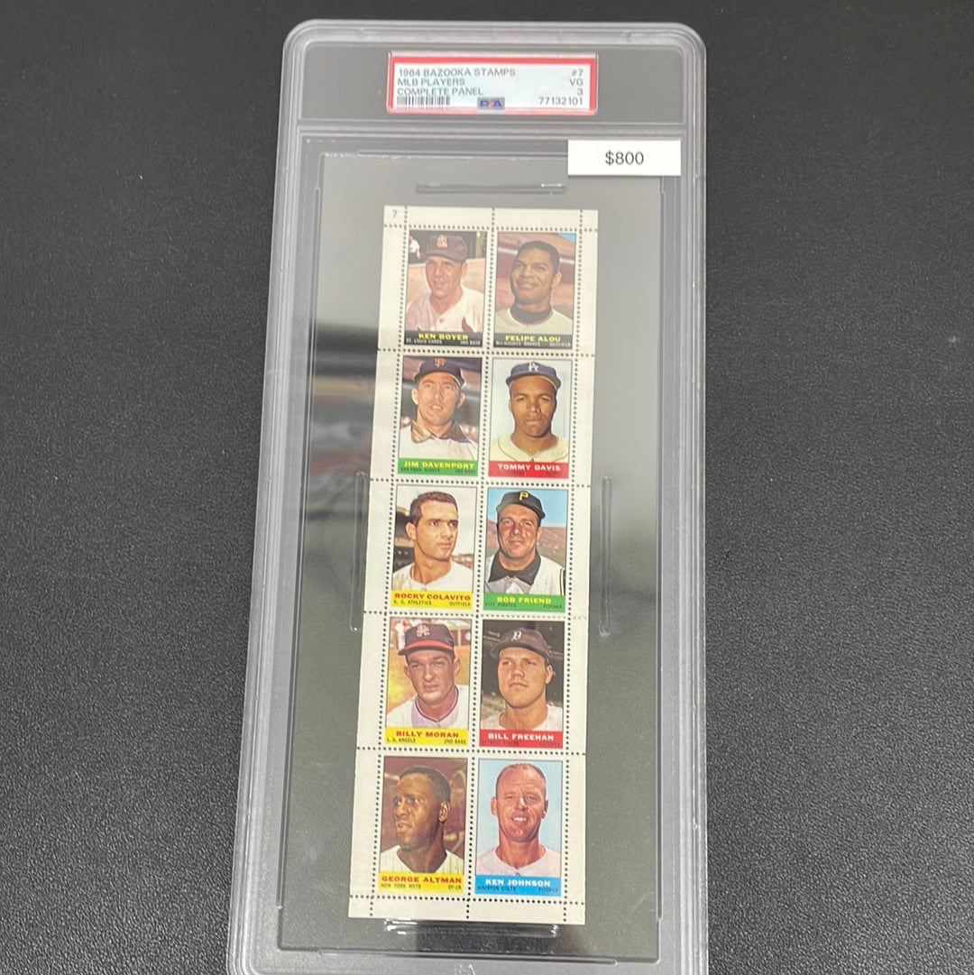 1964 MLB Players Bazooka Stamps Complete Panel PSA 3