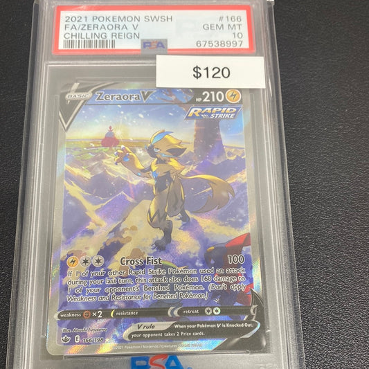 Pokémon Zeraora V 166/198 PSA 10