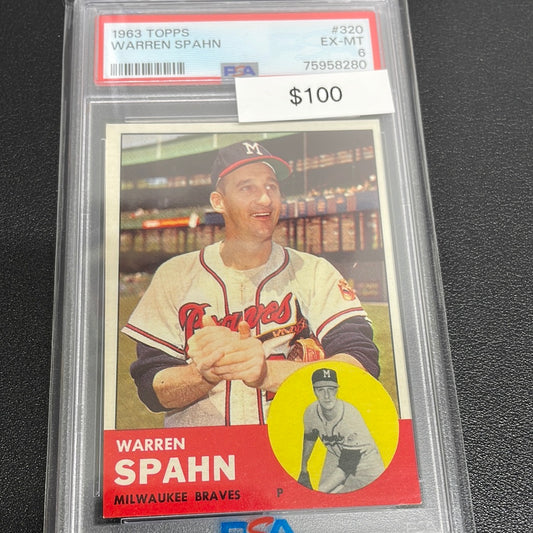 1963 MLB Topps Warren Spahn PSA 6