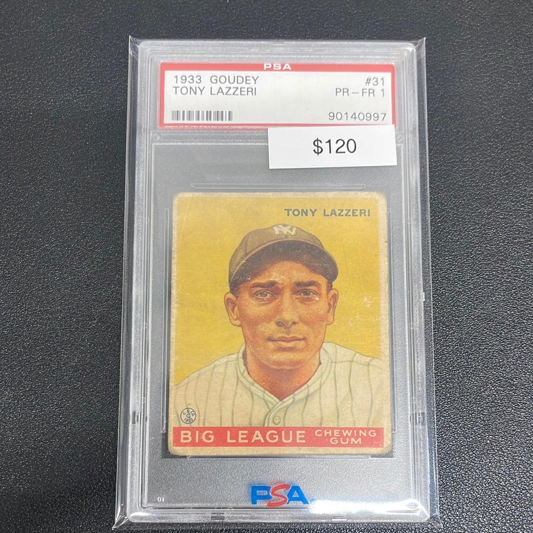 1933 MLB Goudey Tony Lazzeri PSA 1