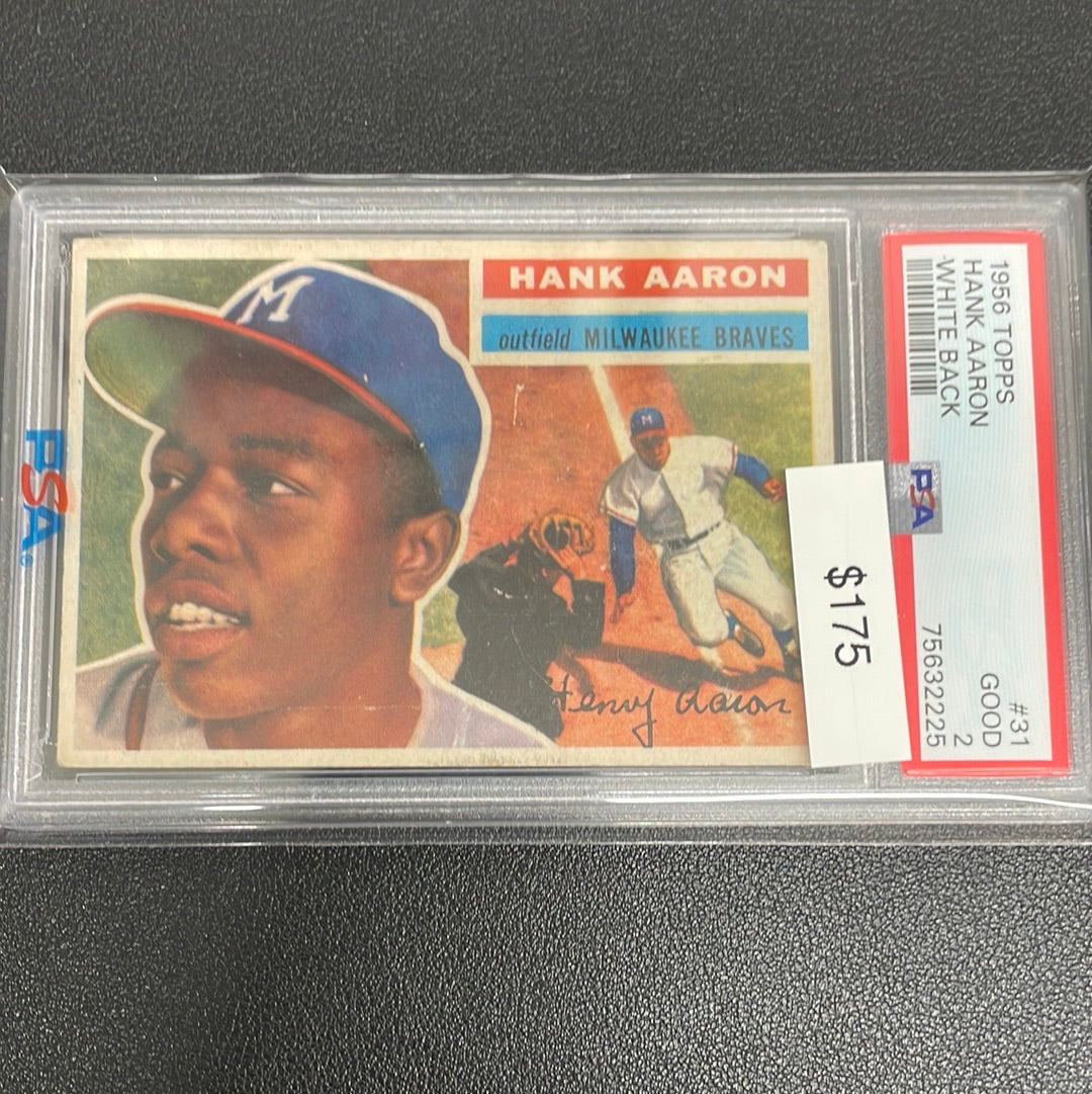 1956 MLB Hank Aaron Topps White Black PSA 2