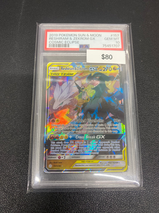 Pokémon Reshiram & Zekrom GX Cosmic Eclipse 157/236 PSA 10