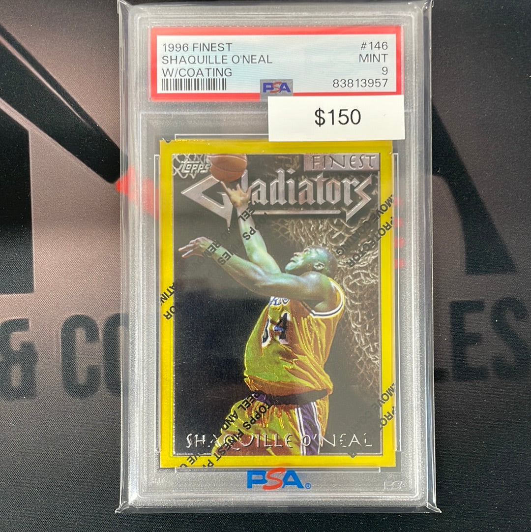 1996 NBA Shaquille O’Neal Topps Finest Gladiators W/ Coating PSA 9